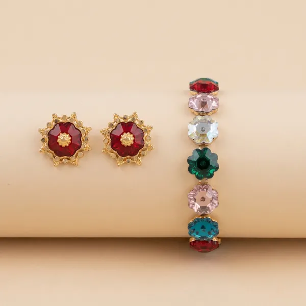 Multi_Brass_Premium_Red_Earrings_Set_of_5_Pairs