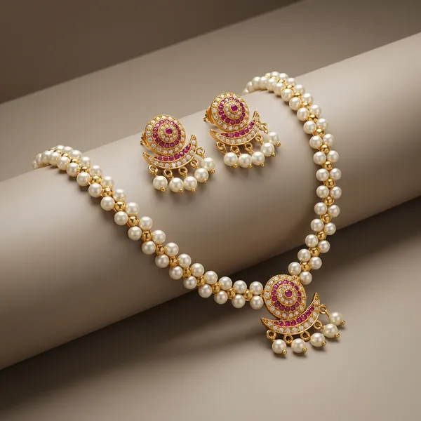Gold_Brass_Pearl_Veni_Haar_Necklace_For_Women