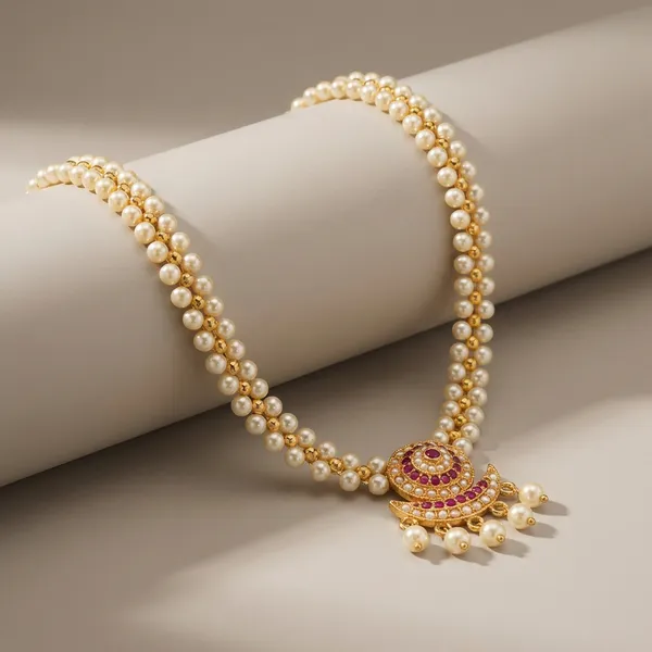 Gold_Brass_Pearl_Veni_Haar_Necklace_For_Women