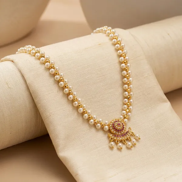 Gold_Brass_Pearl_Veni_Haar_Necklace_For_Women