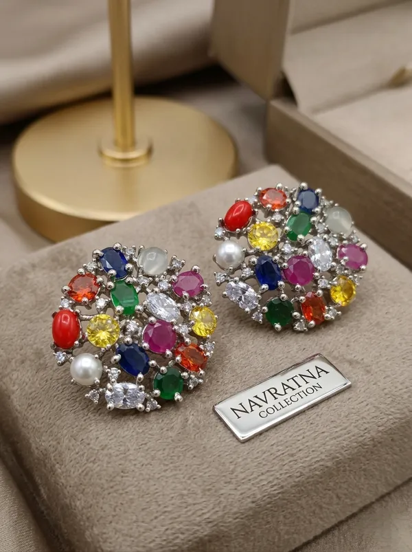 Silver_Navratna_Stone_Earrings_For_Women
