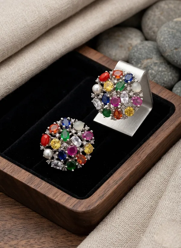 Silver_Navratna_Stone_Earrings_For_Women