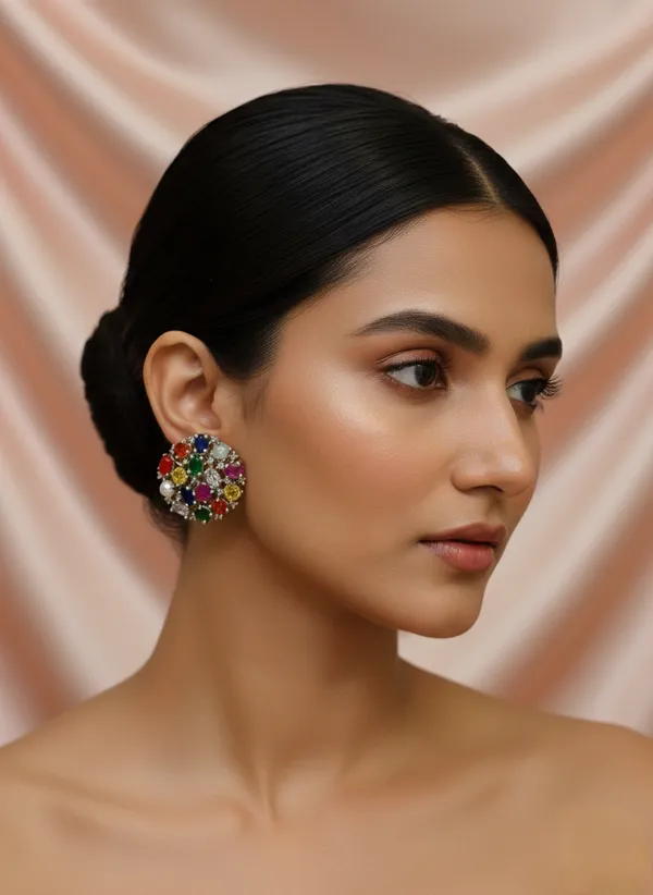 Silver_Navratna_Stone_Earrings_For_Women