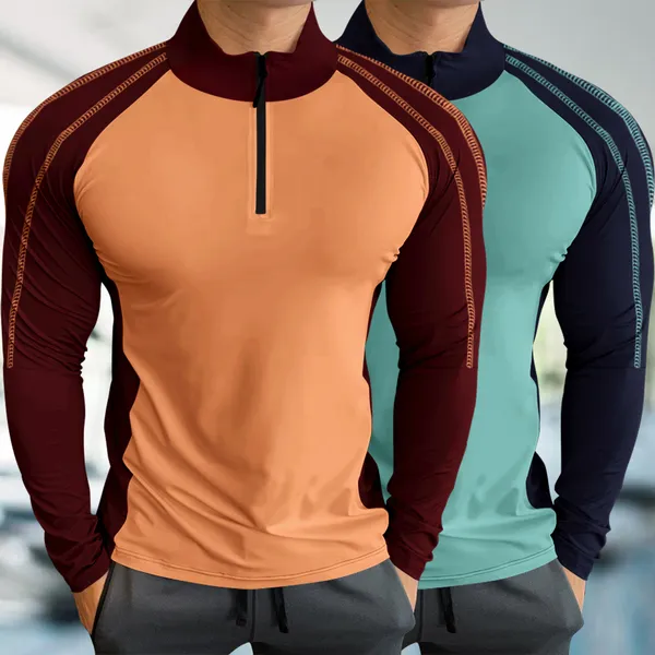Orange_&_Green_Premium_Polyester_Full_Sleeve_Henley_Neck_Regular_Fit_T-Shirt_For_Men_(Pack_Of_2)