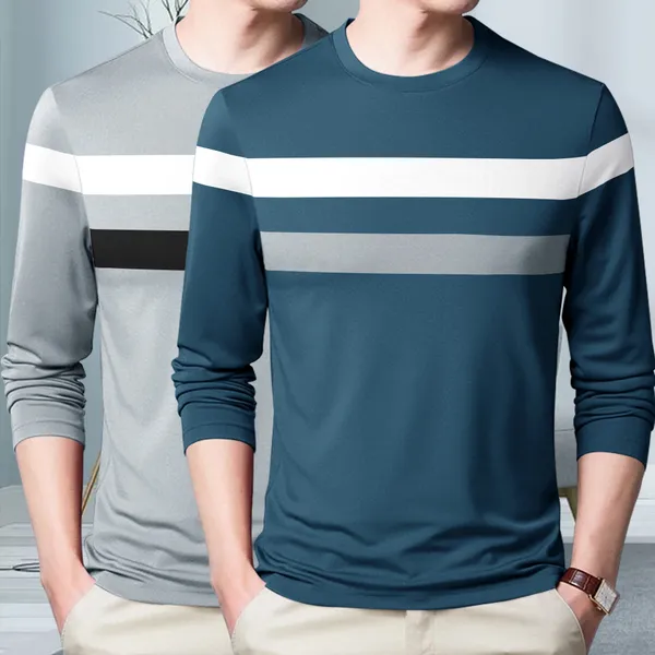 Grey_&_Teal_Blue_Premium_Cotton_Blend_Full_Sleeve_Round_Neck_Regular_Fit_T-Shirt_For_Men_(Pack_Of_2)
