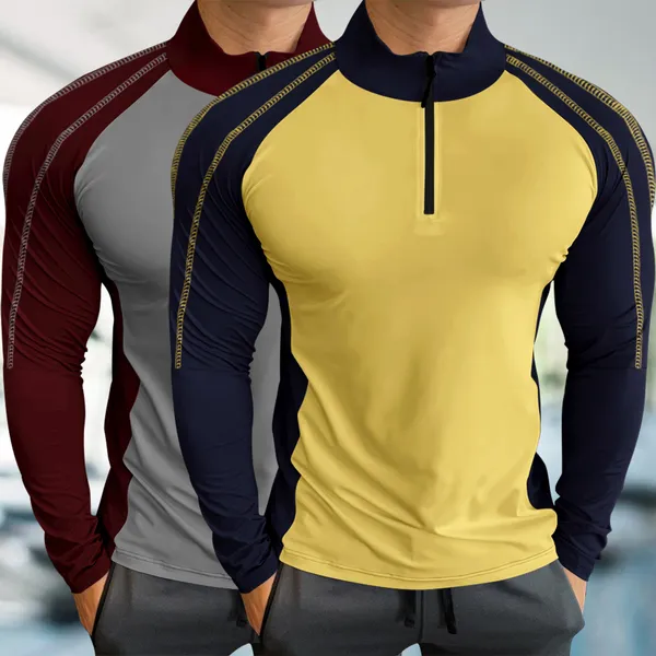 Maroon_&_Yellow_Premium_Polyester_Full_Sleeve_Henley_Neck_Regular_Fit_T-Shirt_For_Men_(Pack_Of_2)