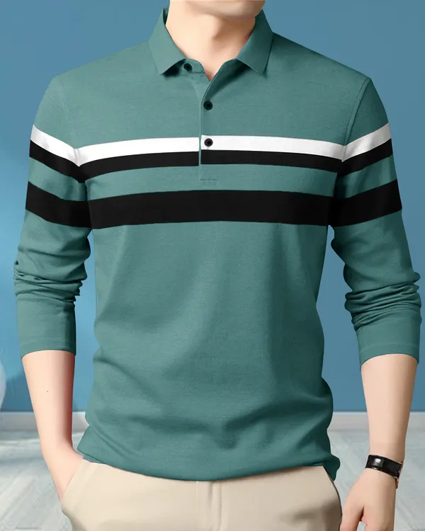 Moss_Green_&_Maroon_Premium_Cotton_Blend_Full_Sleeve_Polo_Neck_Regular_Fit_T-Shirt_For_Men_(Pack_Of_2)