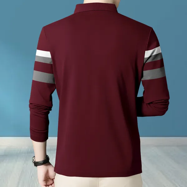 Moss_Green_&_Maroon_Premium_Cotton_Blend_Full_Sleeve_Polo_Neck_Regular_Fit_T-Shirt_For_Men_(Pack_Of_2)