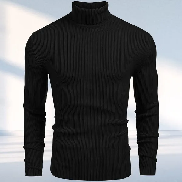 Black_Premium_Pure_Cotton_Full_Sleeve_High_Neck_Regular_Fit_T-Shirt_For_Men