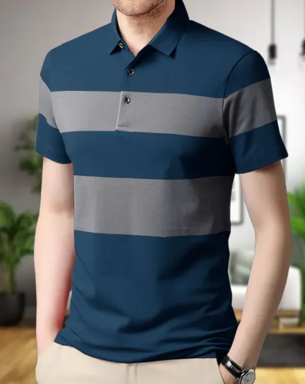 Teal_Blue_Premium_Cotton_Blend_Half_Sleeve_Polo_Neck_Regular_Fit_T-Shirt_For_Men