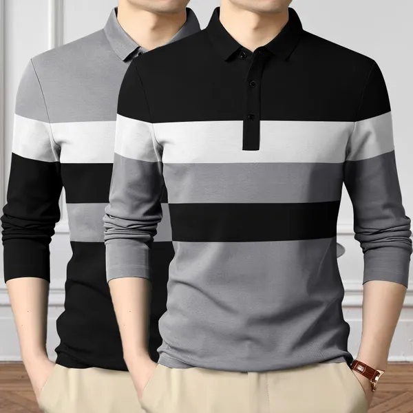 Black_&_Grey_Premium_Cotton_Blend_Full_Sleeve_Polo_Neck_Regular_Fit_T-Shirt_For_Men_(Pack_Of_2)
