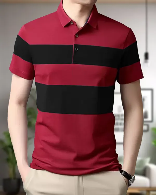 Red_Premium_Cotton_Blend_Half_Sleeve_Polo_Neck_Regular_Fit_T-Shirt_For_Men