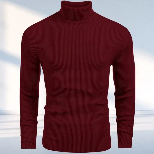 Maroon_Premium_Cotton_Blend_Full_Sleeve_High_Neck_Regular_Fit_T-Shirt_For_Men