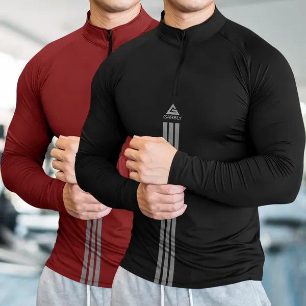 Red_&_Black_Premium_Polyester_Full_Sleeve_Henley_Neck_Regular_Fit_T-Shirt_For_Men_(Pack_Of_2)