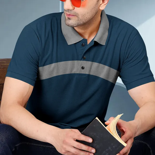 Teal_Blue_Premium_Cotton_Blend_Half_Sleeve_Polo_Neck_Regular_Fit_T-Shirt_For_Men