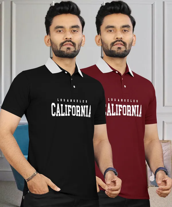 Black_&_Maroon_Premium_Cotton_Blend_Half_Sleeve_Polo_Neck_Regular_Fit_T-Shirt_For_Men_(Pack_Of_2)