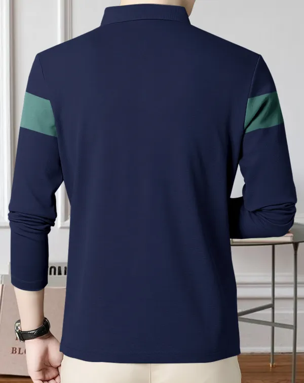Dark_Navy_Premium_Cotton_Blend_Full_Sleeve_Polo_Neck_Regular_Fit_T-Shirt_For_Men
