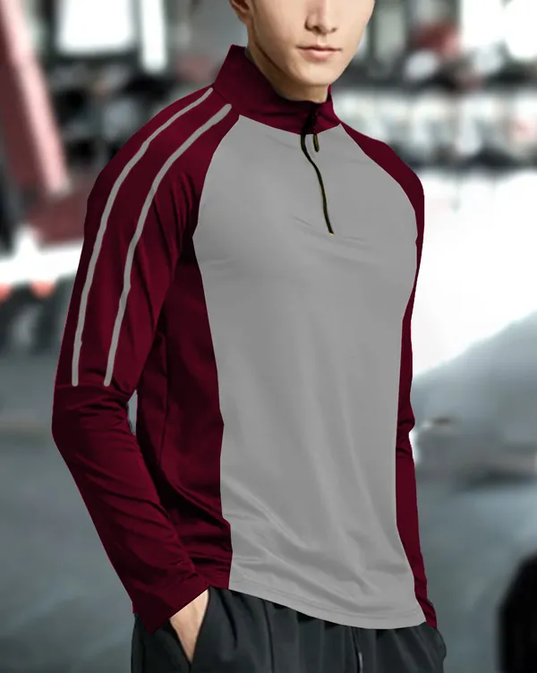 Maroon_Premium_Polyester_Full_Sleeve_Henley_Neck_Regular_Fit_T-Shirt_For_Men