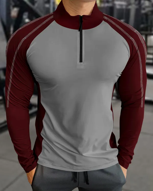 Maroon_Premium_Polyester_Full_Sleeve_Henley_Neck_Regular_Fit_T-Shirt_For_Men