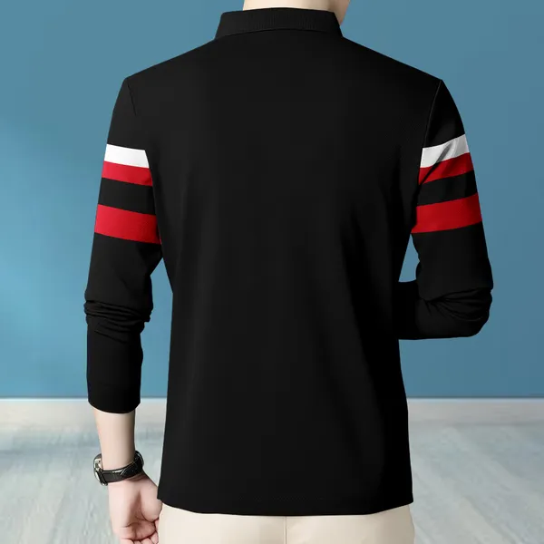 Pack_Of_2_Maroon_&_Black_Premium_Cotton_Blend_Full_Sleeve_Polo_Neck_Regular_Fit_T-Shirt_For_Men