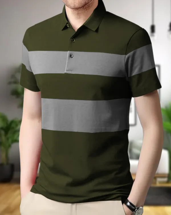Olive_Premium_Cotton_Blend_Half_Sleeve_Polo_Neck_Regular_Fit_T-Shirt_For_Men