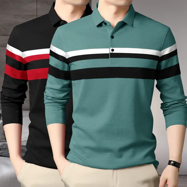 Black_&_Moisgreen_Premium_Cotton_Blend_Full_Sleeve_Polo_Neck_Regular_Fit_T-Shirt_For_Men_(Pack_Of_2)