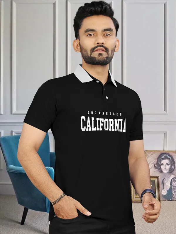 Black_Premium_Cotton_Blend_Half_Sleeve_Polo_Neck_Regular_Fit_T-Shirt_For_Men