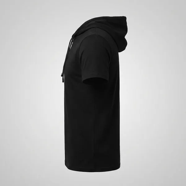 Black_Premium_Cotton_Blend_Half_Sleeve_Hooded_Neck_Regular_Fit_T-Shirt_For_Men