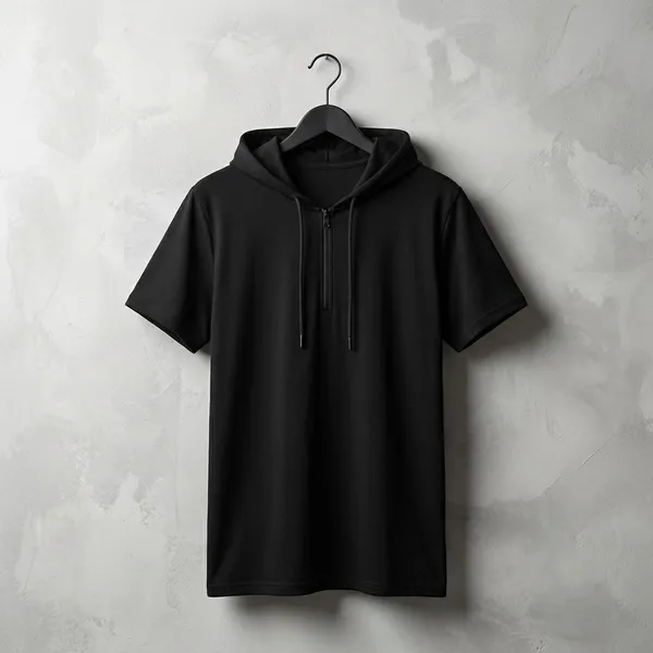 Black_Premium_Cotton_Blend_Half_Sleeve_Hooded_Neck_Regular_Fit_T-Shirt_For_Men