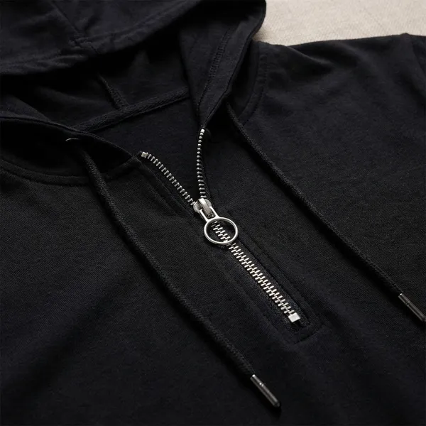 Black_Premium_Cotton_Blend_Half_Sleeve_Hooded_Neck_Regular_Fit_T-Shirt_For_Men