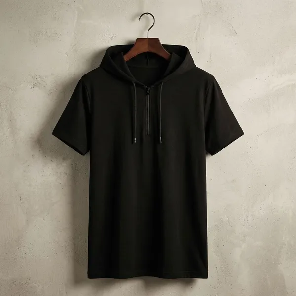 Pack_Of_2_Maroon_&_Black_Premium_Cotton_Blend_Half_Sleeve_Hooded_Neck_Regular_Fit_T-Shirt_For_Men