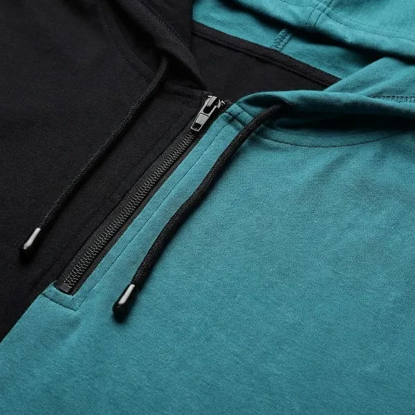 Pack_Of_2_Dark_Green_&_Black_Premium_Cotton_Blend_Half_Sleeve_Hooded_Neck_Regular_Fit_T-Shirt_For_Men