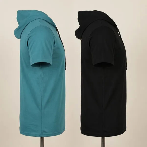 Pack_Of_2_Dark_Green_&_Black_Premium_Cotton_Blend_Half_Sleeve_Hooded_Neck_Regular_Fit_T-Shirt_For_Men