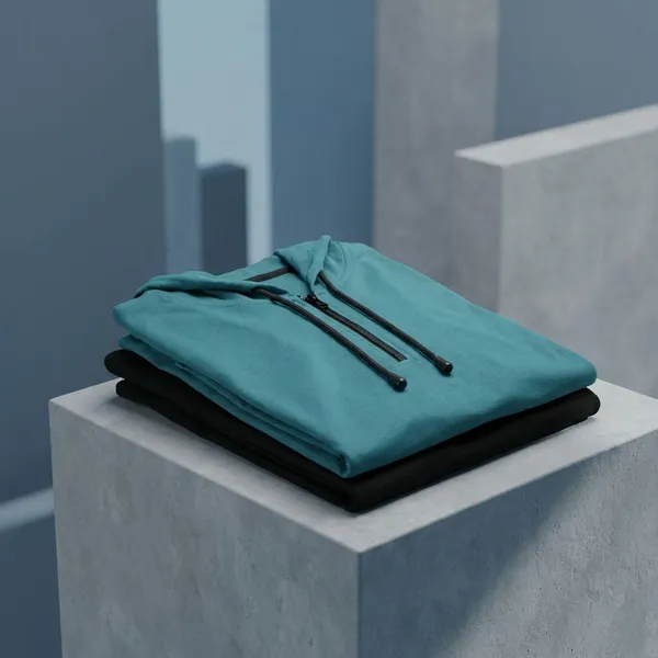 Pack_Of_2_Dark_Green_&_Black_Premium_Cotton_Blend_Half_Sleeve_Hooded_Neck_Regular_Fit_T-Shirt_For_Men