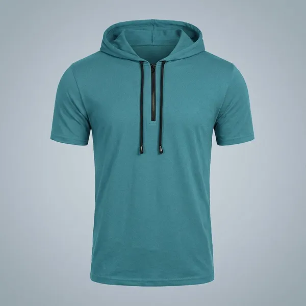 Green_Premium_Cotton_Blend_Half_Sleeve_Hooded_Neck_Regular_Fit_T-Shirt_For_Men