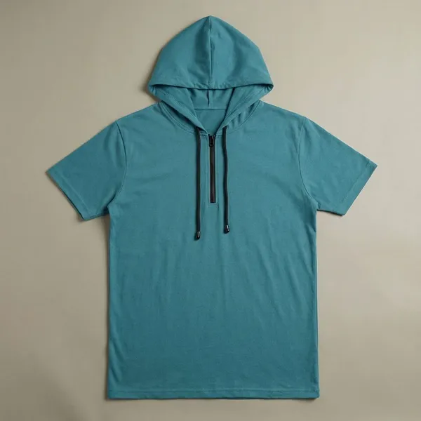 Green_Premium_Cotton_Blend_Half_Sleeve_Hooded_Neck_Regular_Fit_T-Shirt_For_Men