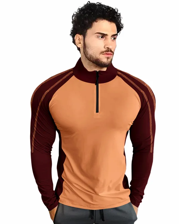 Orange_Premium_Polyester_Full_Sleeve_Henley_Neck_Regular_Fit_T-Shirt_For_Men