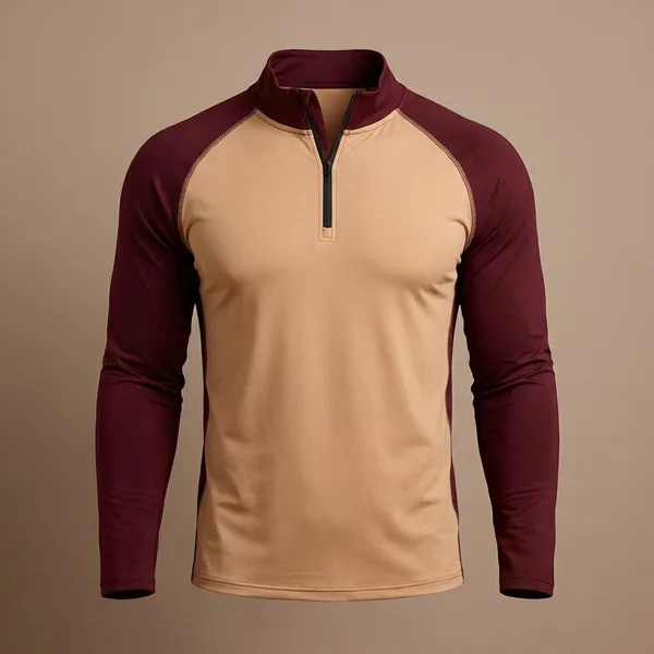 Orange_Premium_Polyester_Full_Sleeve_Henley_Neck_Regular_Fit_T-Shirt_For_Men