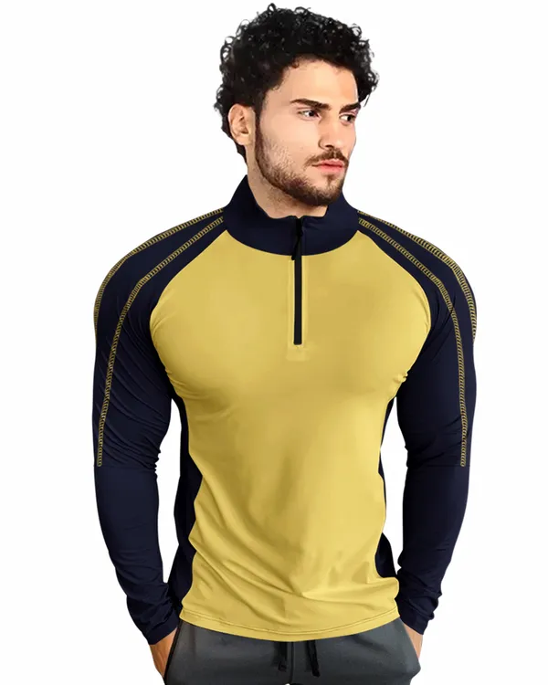 Yellow_Premium_Polyester_Full_Sleeve_Henley_Neck_Regular_Fit_T-Shirt_For_Men