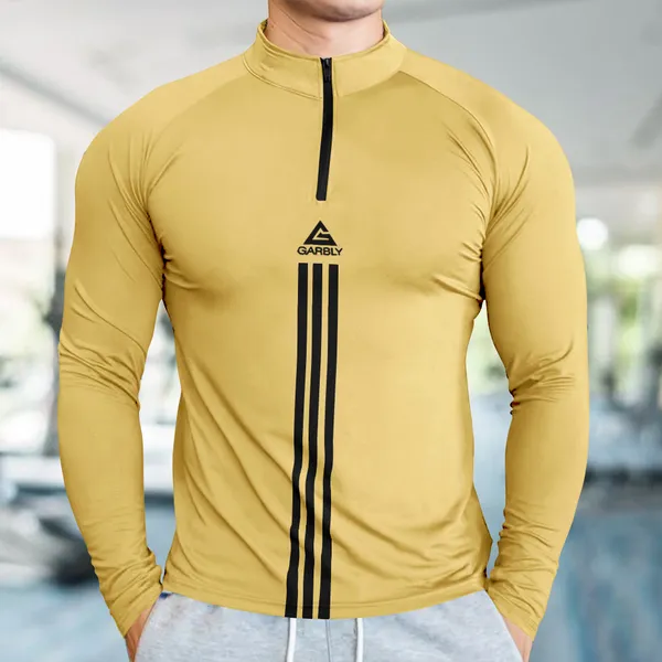 Yellow_Premium_Polyester_Full_Sleeve_Henley_Neck_Regular_Fit_T-Shirt_For_Men