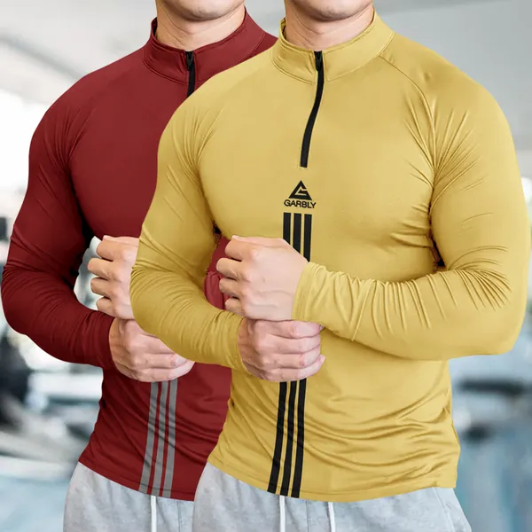 Pack_Of_2_Yellow_&_Red_Premium_Polyester_Full_Sleeve_Henley_Neck_Regular_Fit_T-Shirt_For_Men
