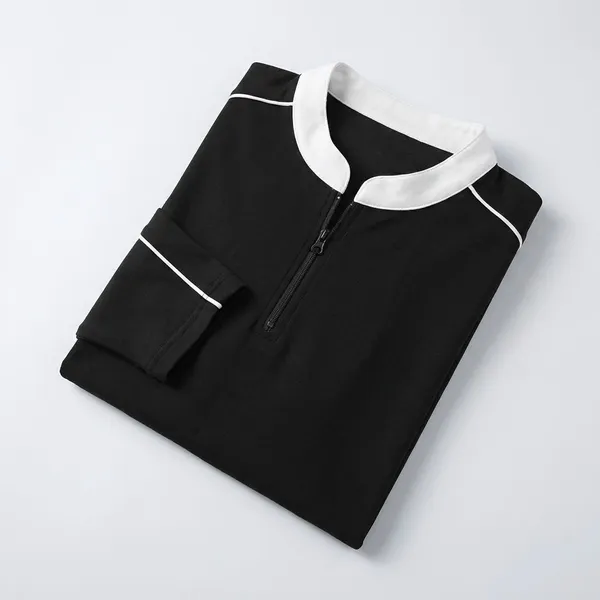 Black_Premium_Cotton_Blend_Full_Sleeve_Mandarin_Collar_Regular_Fit_T-Shirt_For_Men