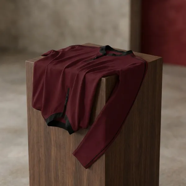 Maroon_Premium_Cotton_Blend_Full_Sleeve_Mandarin_Collar_Regular_Fit_T-Shirt_For_Men