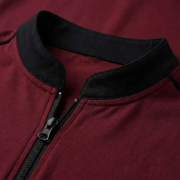 Maroon_Premium_Cotton_Blend_Full_Sleeve_Mandarin_Collar_Regular_Fit_T-Shirt_For_Men