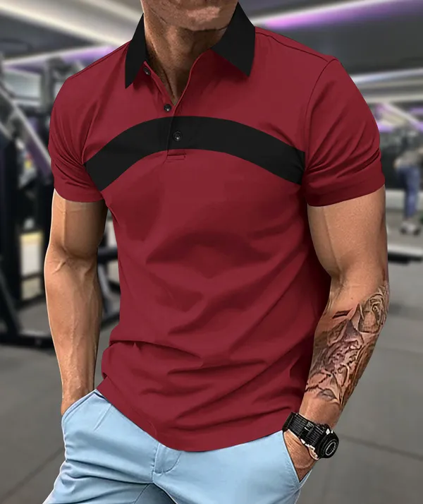 Maroon_Premium_Cotton_Blend_Half_Sleeve_Polo_Neck_Regular_Fit_T-Shirt_For_Men