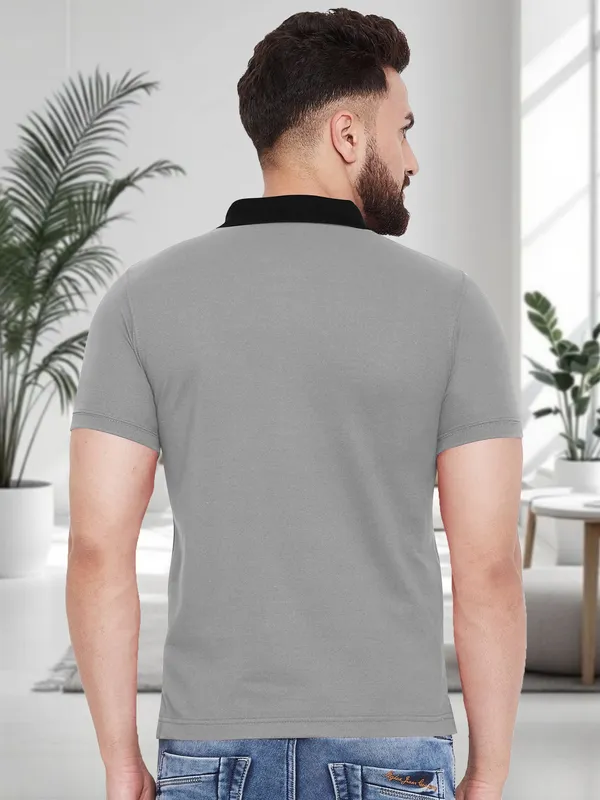 Grey_Premium_Cotton_Blend_Half_Sleeve_Polo_Neck_Regular_Fit_T-Shirt_For_Men