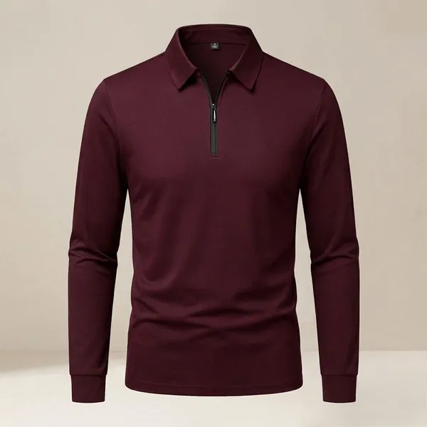 Pack_Of_2_Grey_&_Maroon_Premium_Cotton_Blend_Full_Sleeve_Polo_Neck_Regular_Fit_T-Shirt_For_Men