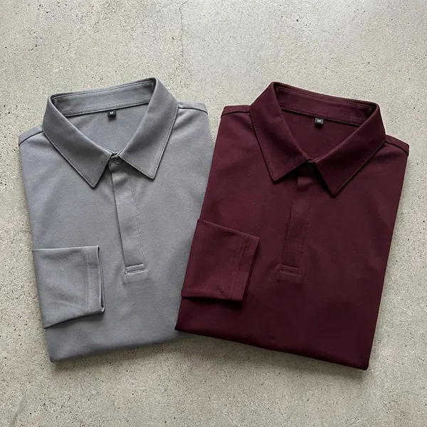 Pack_Of_2_Grey_&_Maroon_Premium_Cotton_Blend_Full_Sleeve_Polo_Neck_Regular_Fit_T-Shirt_For_Men