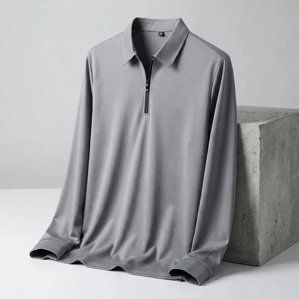 Pack_Of_2_Grey_&_Maroon_Premium_Cotton_Blend_Full_Sleeve_Polo_Neck_Regular_Fit_T-Shirt_For_Men
