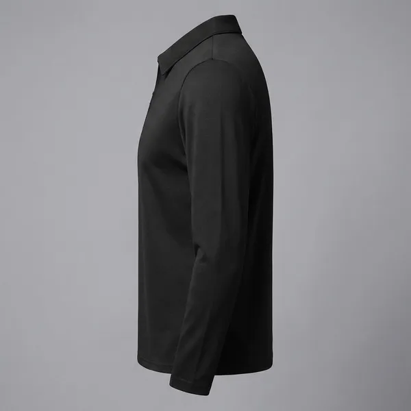 Black_Premium_Cotton_Blend_Full_Sleeve_Polo_Neck_Regular_Fit_T-Shirt_For_Men